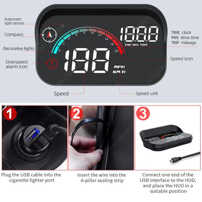 Car GPS HUD LCD Display