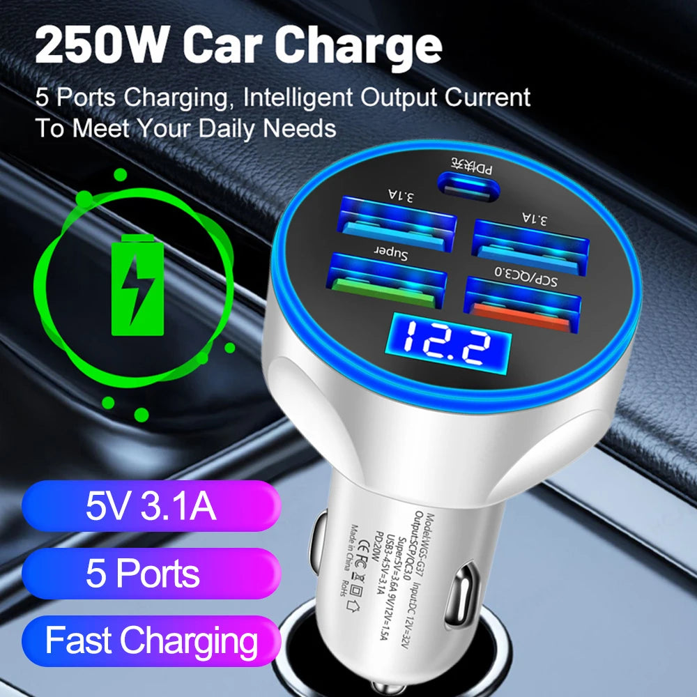 20W 5 Ports Car Charger