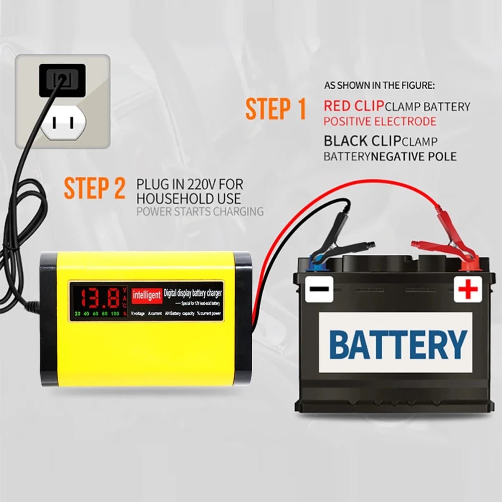 LED Display Car Battery Charger Battery Clamp